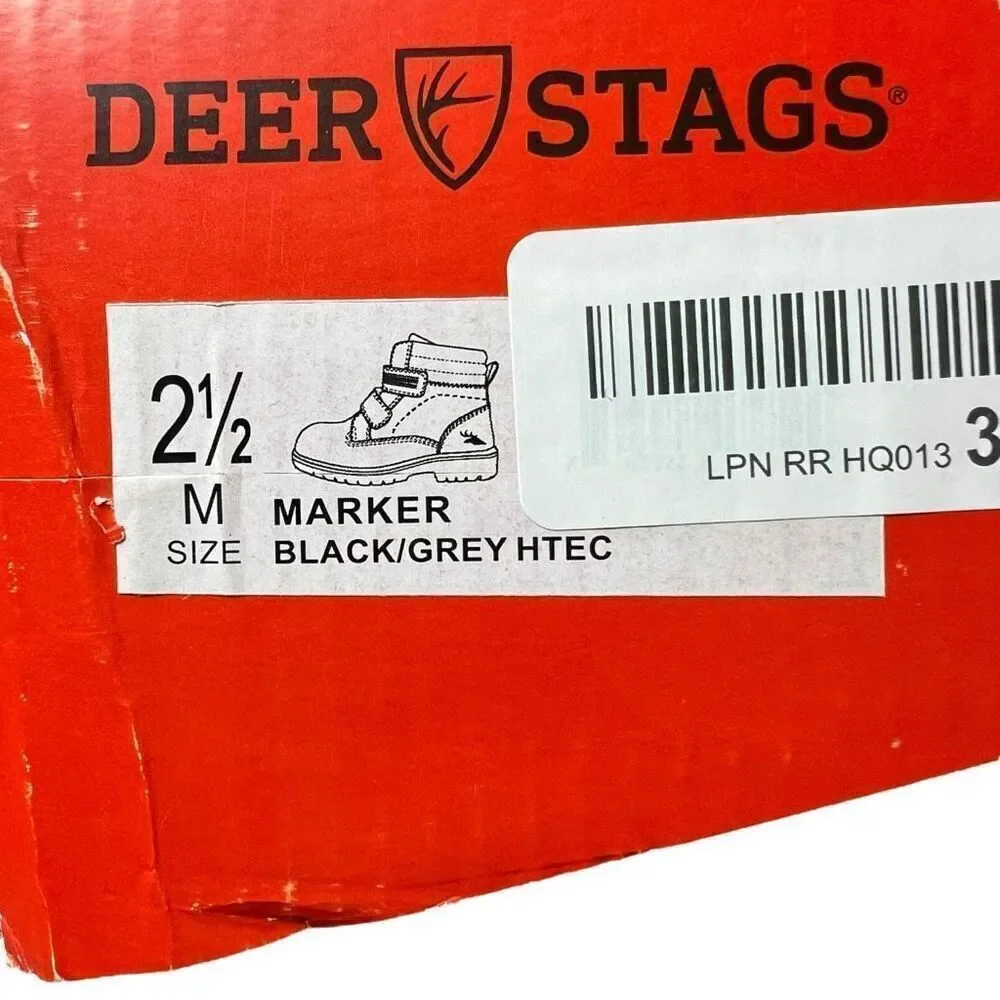NEW Deer Stags Kids' Marker Waterproof Black/Grey Work Boot 2.5M